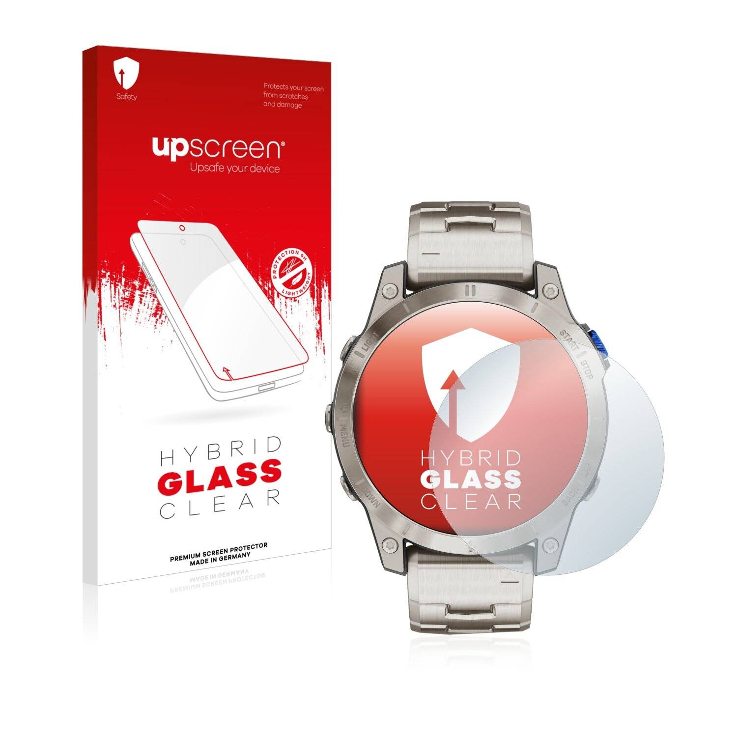 upscreen Hybrid Glass Clear Premium Schutzglas Folie für Garmin D2 Mach