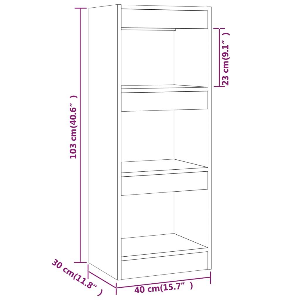 vidaXL Bücherregal/Raumteiler Betongrau 40x30x103 cm Holzwerkstoff