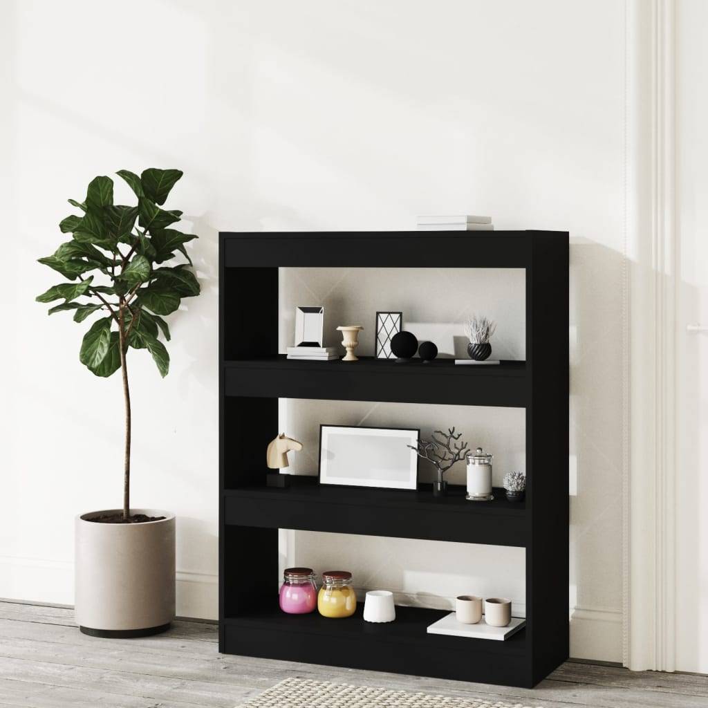 vidaXL Bücherregal/Raumteiler Schwarz 80x30x103 cm Holzwerkstoff