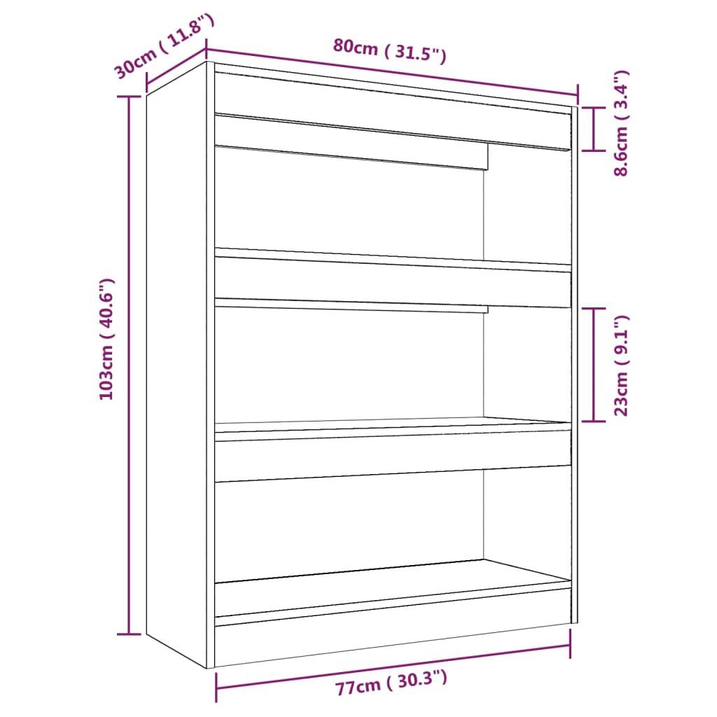 vidaXL Bücherregal/Raumteiler Schwarz 80x30x103 cm Holzwerkstoff