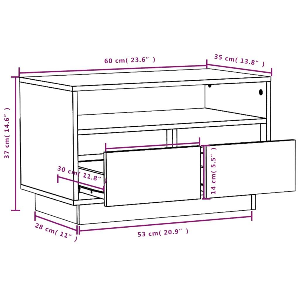vidaXL TV-Schrank Weiß 60x35x37 cm Massivholz Kiefer
