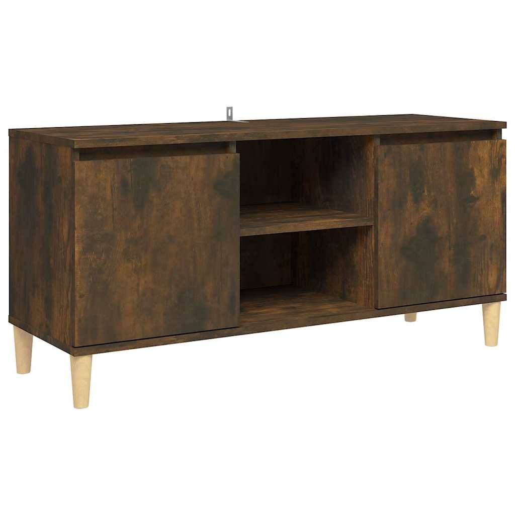 vidaXL TV-Schrank mit Massivholz-Beinen Räuchereiche 103,5x35x50 cm