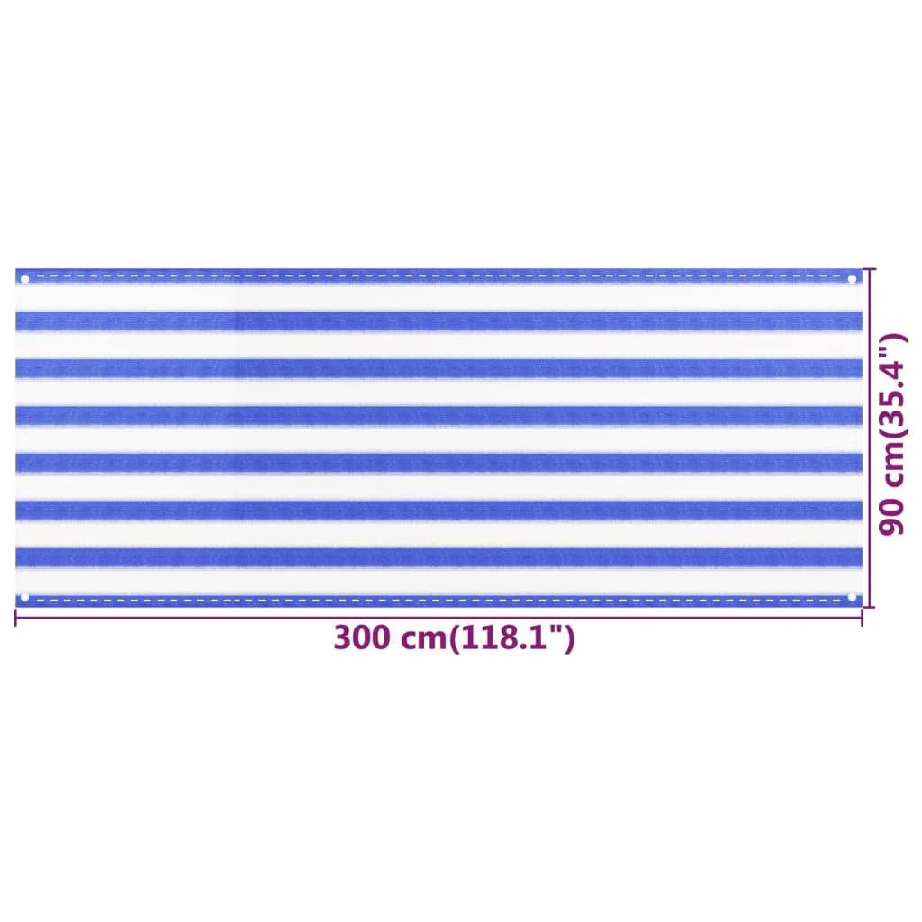 vidaXL Balkon-Sichtschutz Blau und Weiß 90x300 cm HDPE