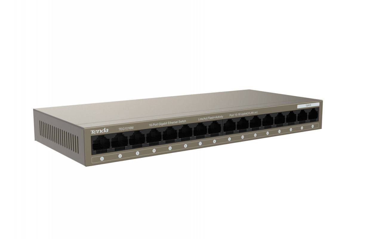 Tenda SWITCH 16P LAN Gigabit TEG1016M - 10/100/1000 Mbps Base-T Ethernet - GARANZIA