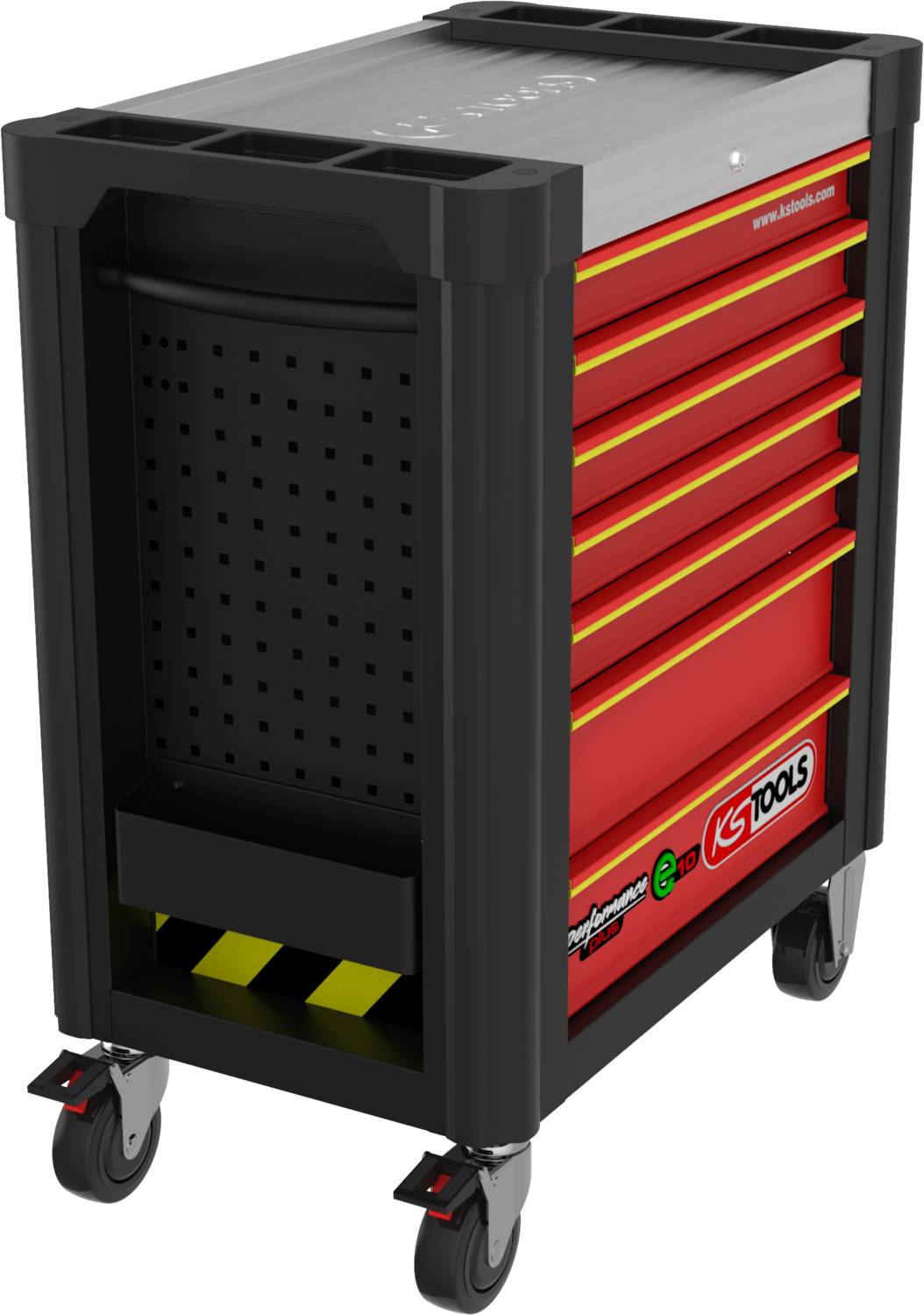 PERFORMANCEplus e10 SCHWARZ/ROT Werkstattwagen mit 7 Schubladen