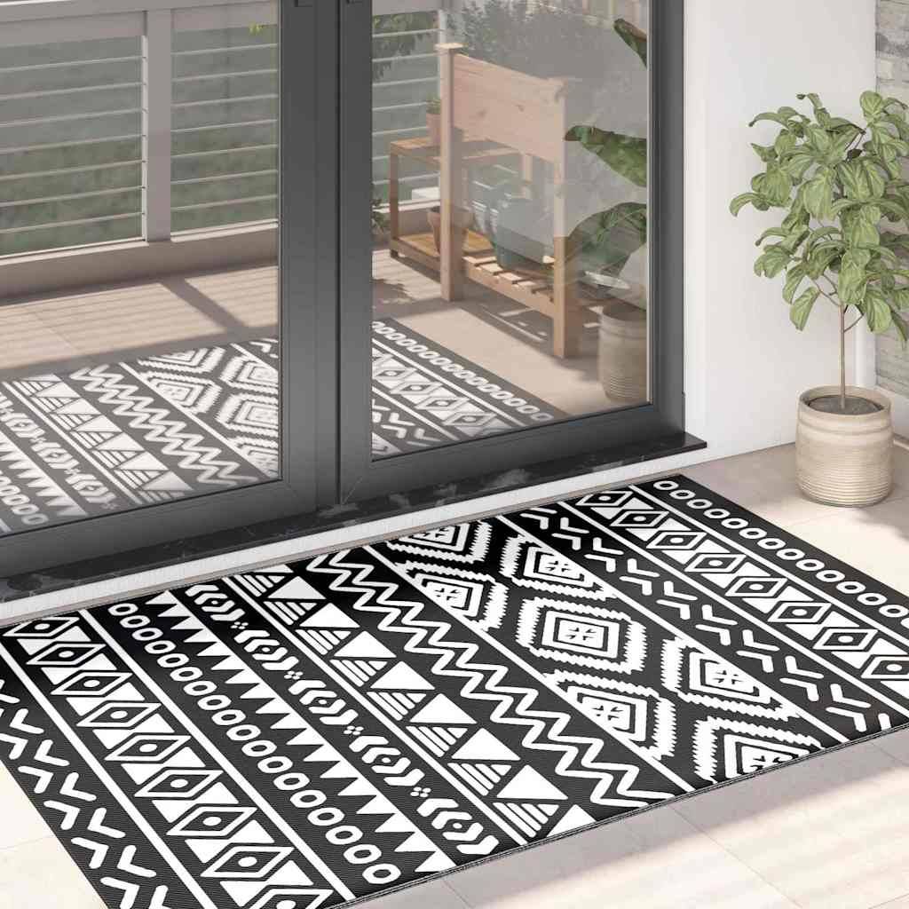 vidaXL Outdoor-Teppich Schwarz 120x180 cm PP