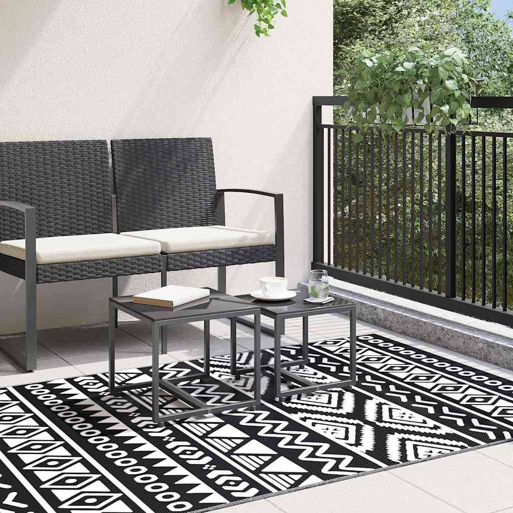 vidaXL Outdoor-Teppich Schwarz 120x180 cm PP