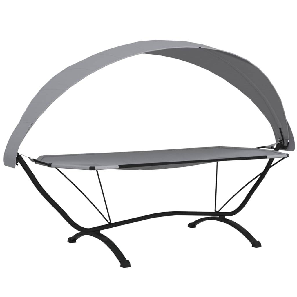 vidaXL Outdoor-Loungebett mit Dach Grau Stahl und Oxford-Stoff