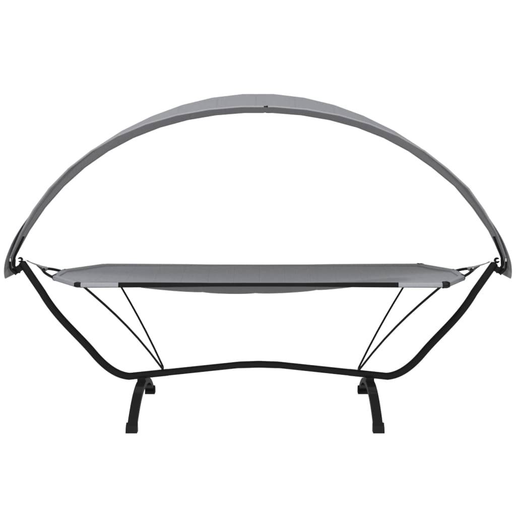 vidaXL Outdoor-Loungebett mit Dach Grau Stahl und Oxford-Stoff
