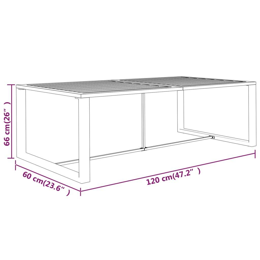 vidaXL Garten-Esstisch Anthrazit 120x60x66 cm Aluminium
