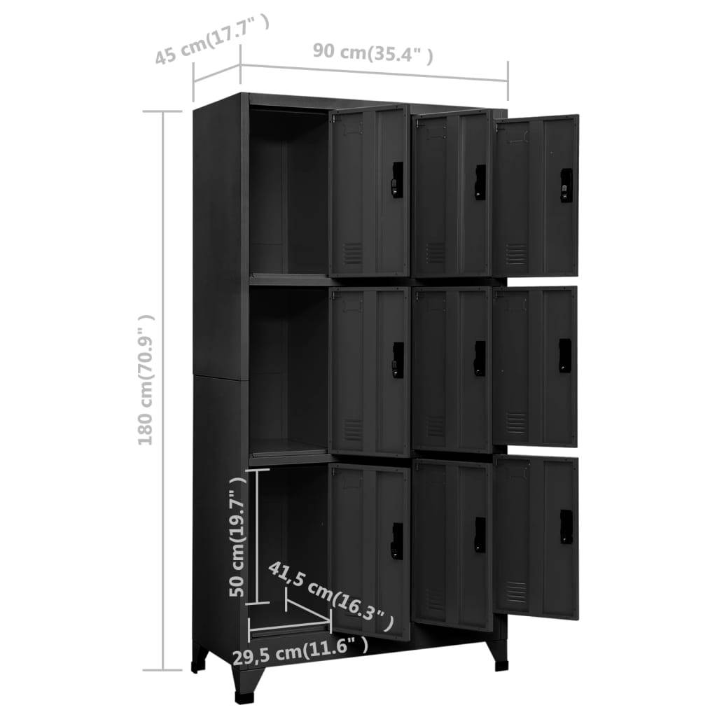 vidaXL Schließfachschrank Anthrazit 90x45x180 cm Stahl