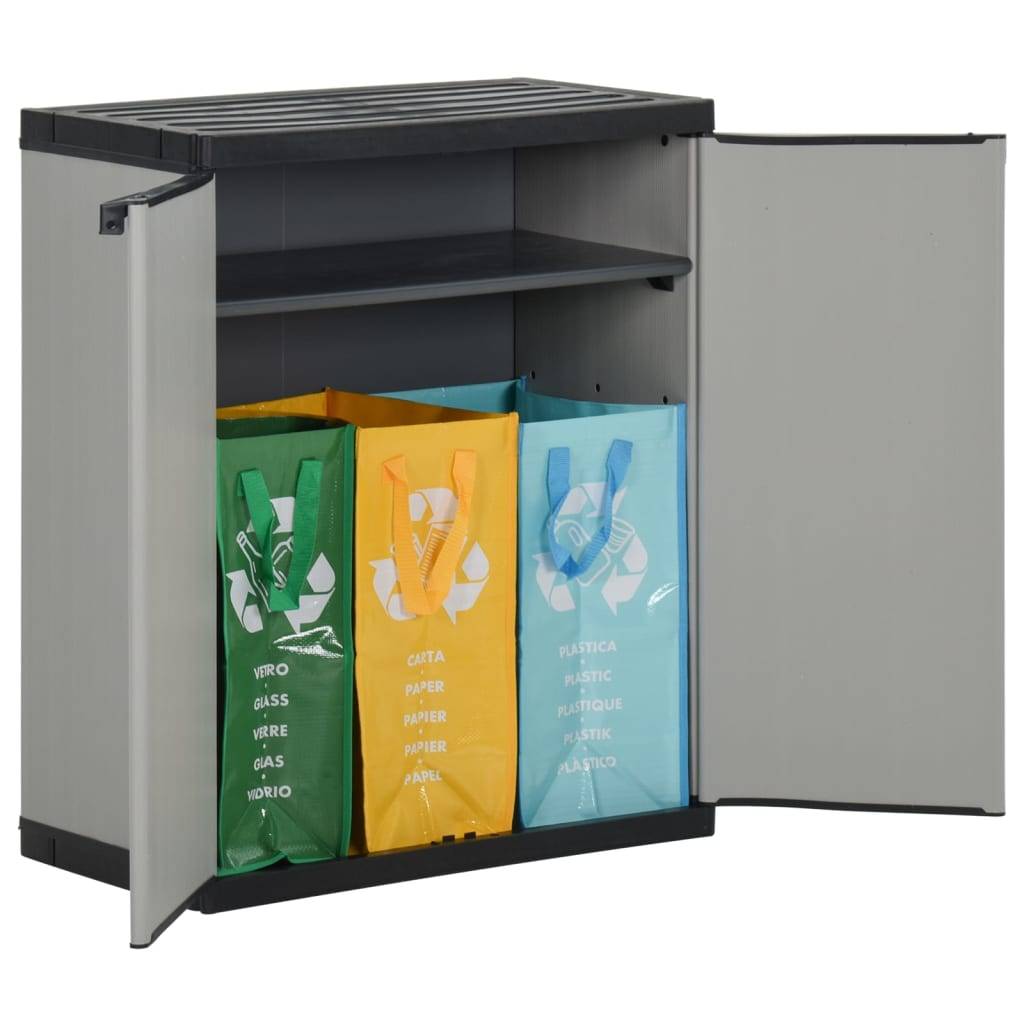 vidaXL Mülltonnenbox Grau und Schwarz 68x40x85 cm PP