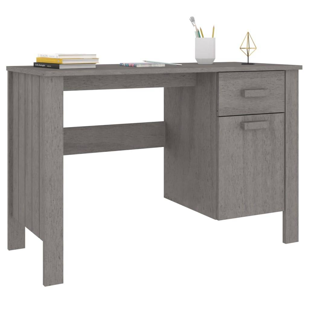 vidaXL Schreibtisch HAMAR Hellgrau 113x50x75 cm Massivholz Kiefer