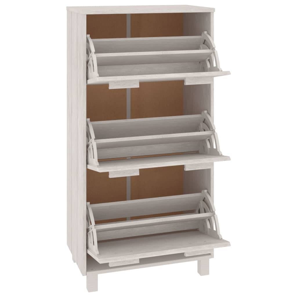 vidaXL Schuhschrank HAMAR Weiß 59,5x35x117 cm Massivholz Kiefer