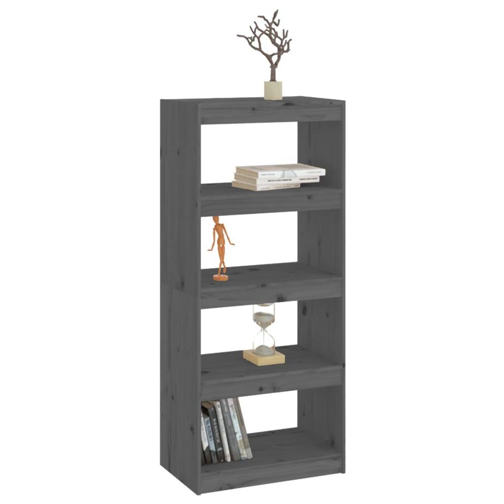 vidaXL Bücherregal/Raumteiler Grau 60x30x135,5 cm Massivholz Kiefer
