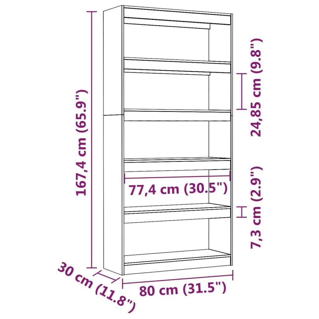 vidaXL Bücherregal/Raumteiler 80x30x167,4 cm Massivholz Kiefer