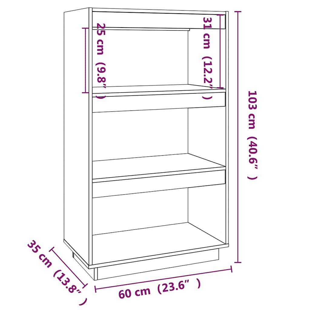 vidaXL Bücherregal/Raumteiler Honigbraun 60x35x103 Massivholz Kiefer