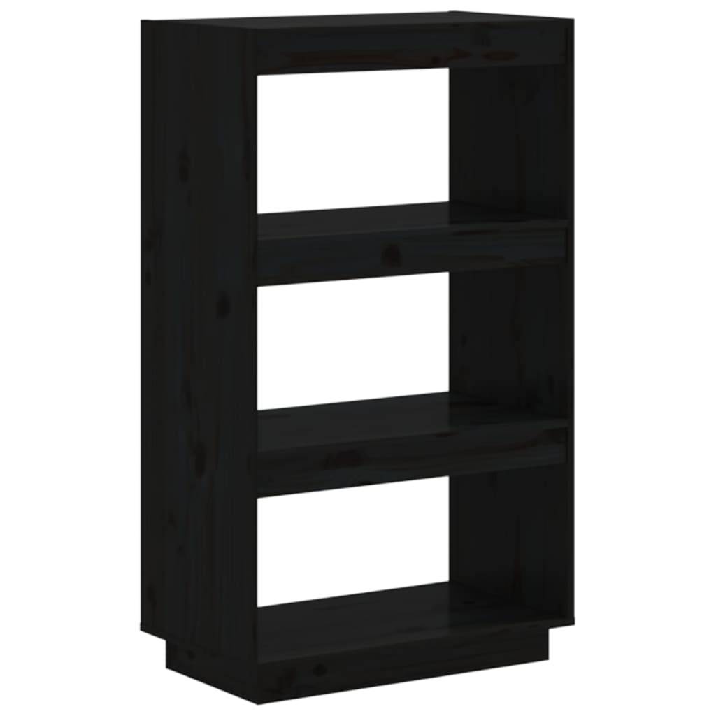 vidaXL Bücherregal/Raumteiler Schwarz 60x35x103 cm Massivholz Kiefer