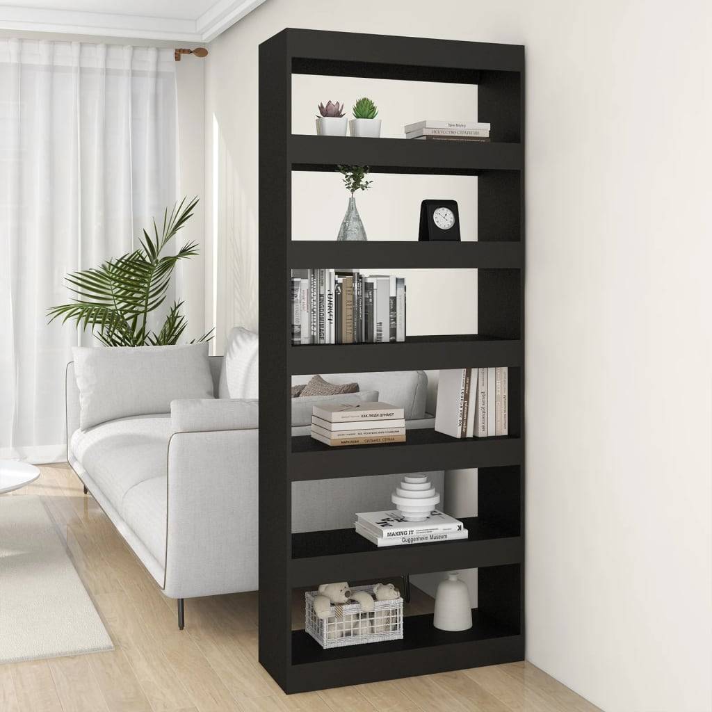 vidaXL Bücherregal/Raumteiler Schwarz 80x30x198 cm Holzwerkstoff