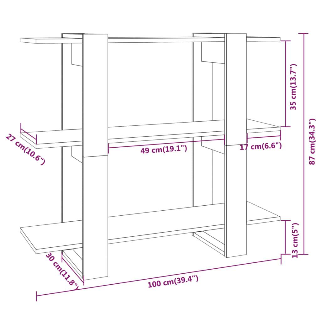 vidaXL Bücherregal/Raumteiler Grau Sonoma 100x30x87 cm
