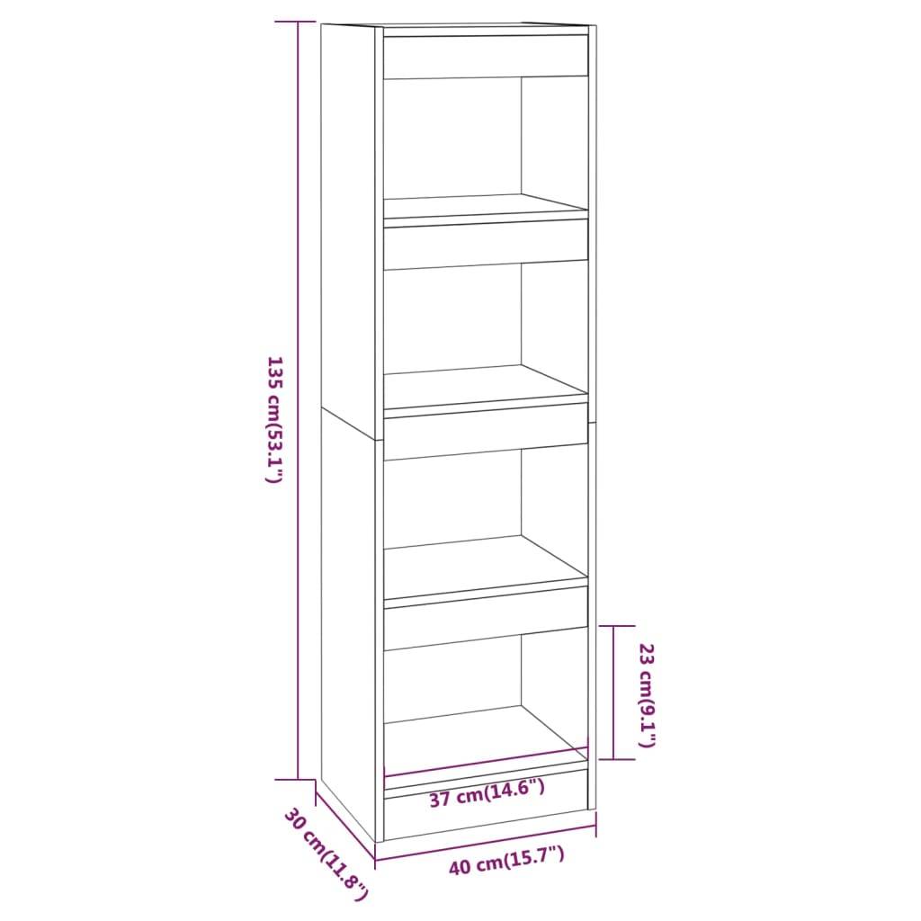 vidaXL Bücherregal/Raumteiler Räuchereiche 40x30x135 cm