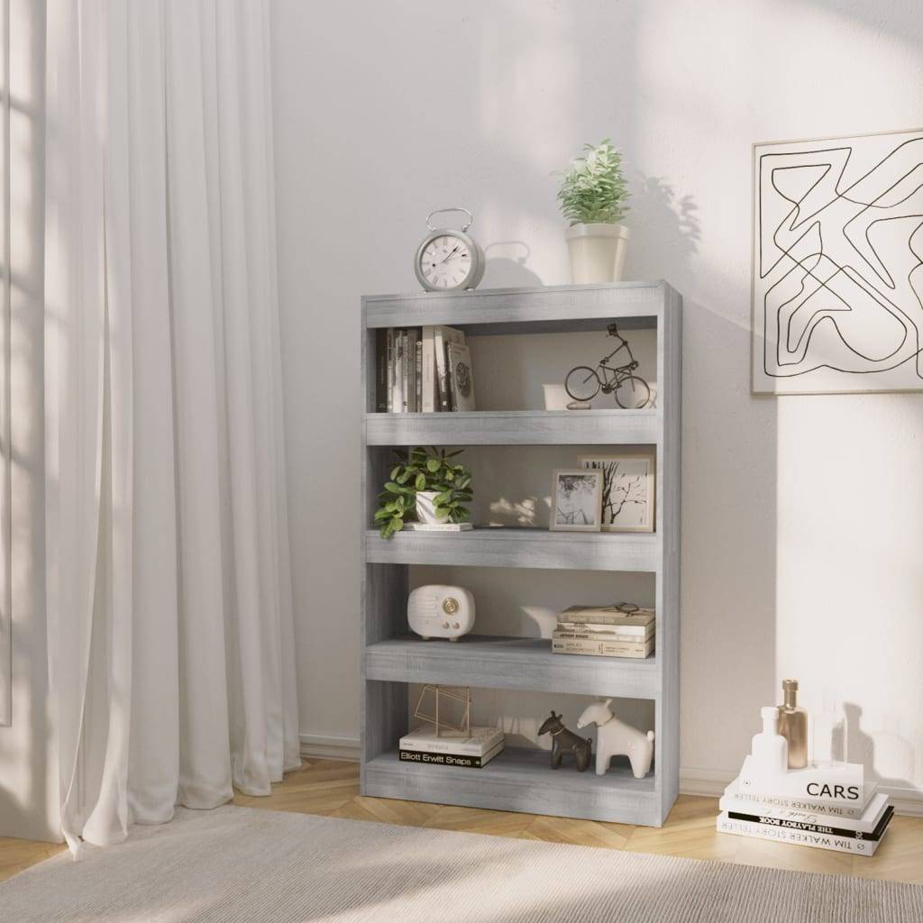 vidaXL Bücherregal/Raumteiler Grau Sonoma 80x30x135 cm Holzwerkstoff