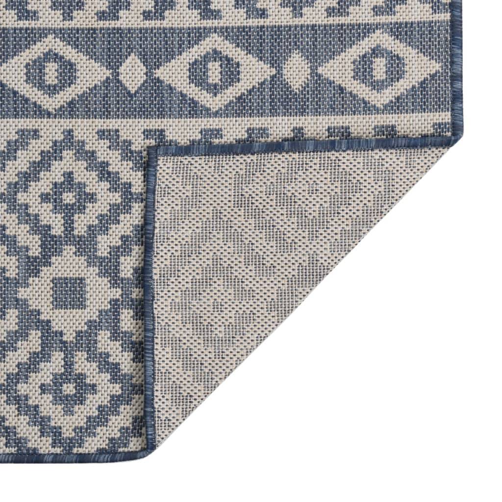 vidaXL Outdoor-Teppich Flachgewebe 160x230 cm Blau Gestreift