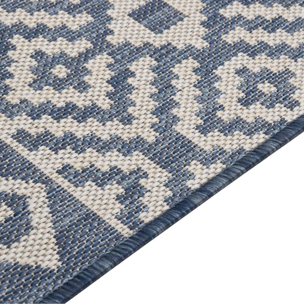vidaXL Outdoor-Teppich Flachgewebe 160x230 cm Blau Gestreift