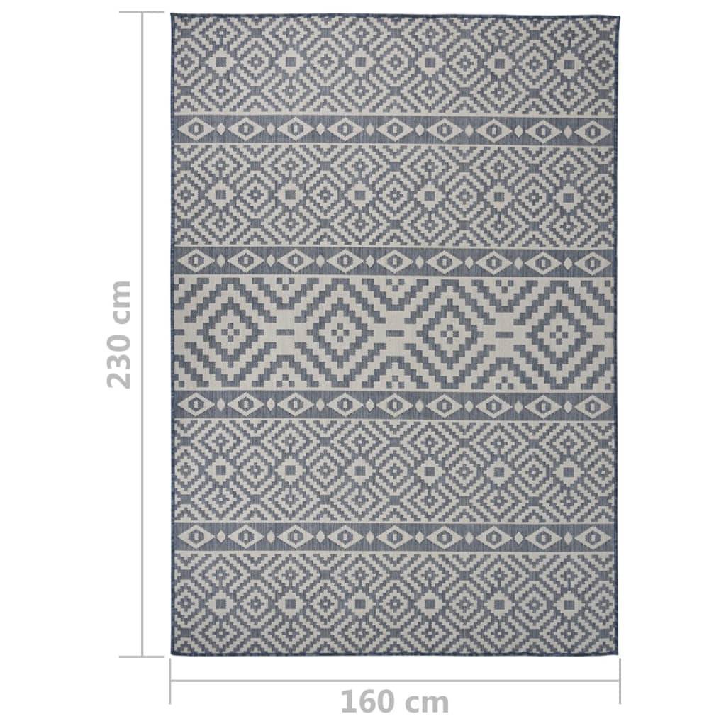 vidaXL Outdoor-Teppich Flachgewebe 160x230 cm Blau Gestreift