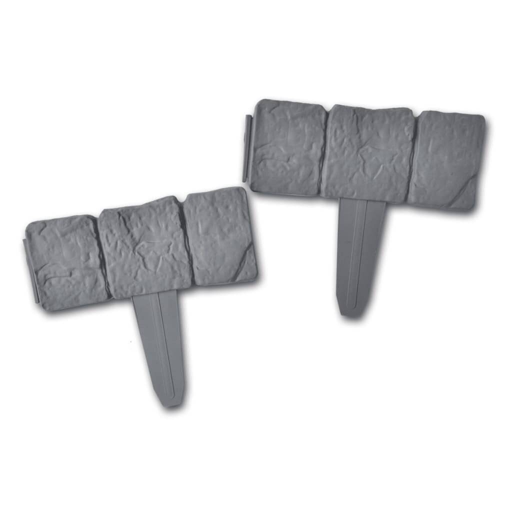 Kunststoff Garten- / Rasenzaun Steinoptik 41 tlg. 10 m