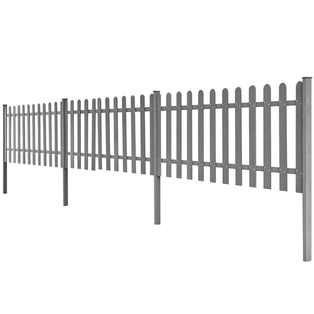 WPC Lattenzaun mit Pfosten 3 Stk. 6 m Lang 60 cm Hoch Grau