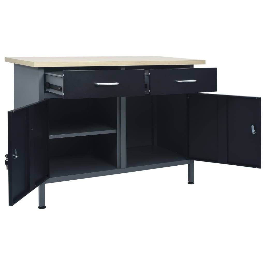 Werkbank Schwarz 120×60×85 cm Stahl
