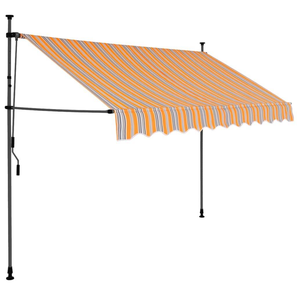 Einziehbare Markise Handbetrieben mit LED 300 cm Gelb Blau