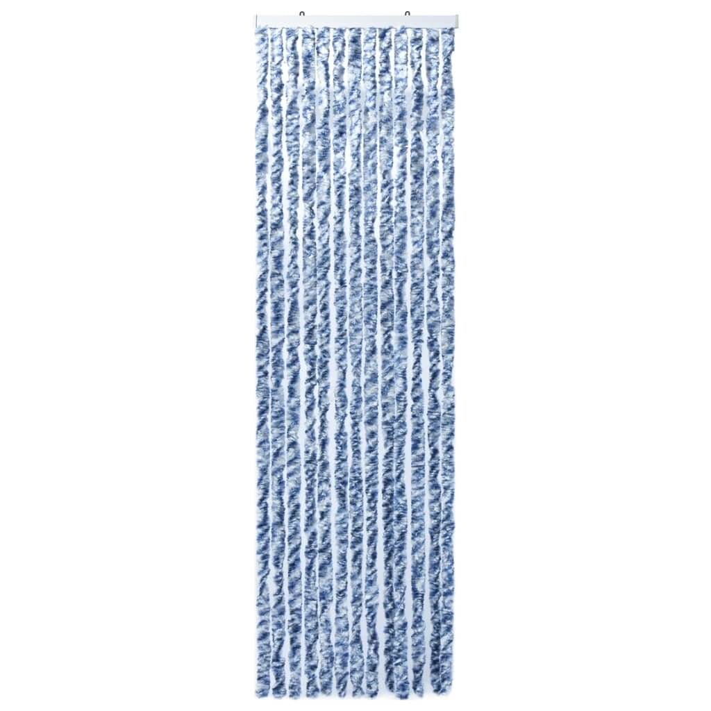 Insektenschutz-Vorhang Blau und Weiß 90x200 cm Chenille