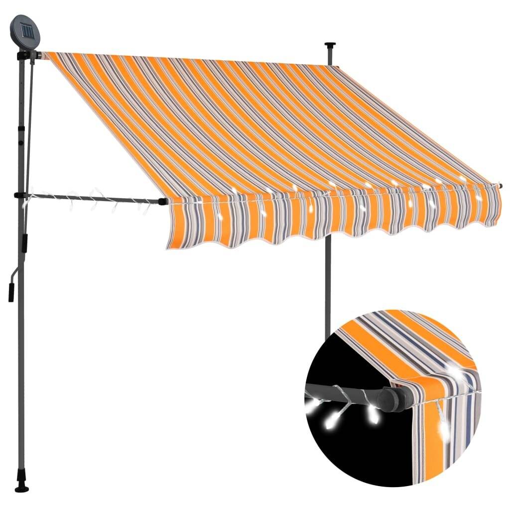 Einziehbare Markise Handbetrieben mit LED 200 cm Gelb Blau