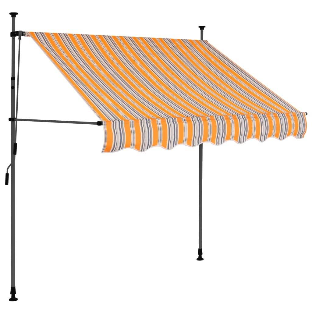 Einziehbare Markise Handbetrieben mit LED 200 cm Gelb Blau