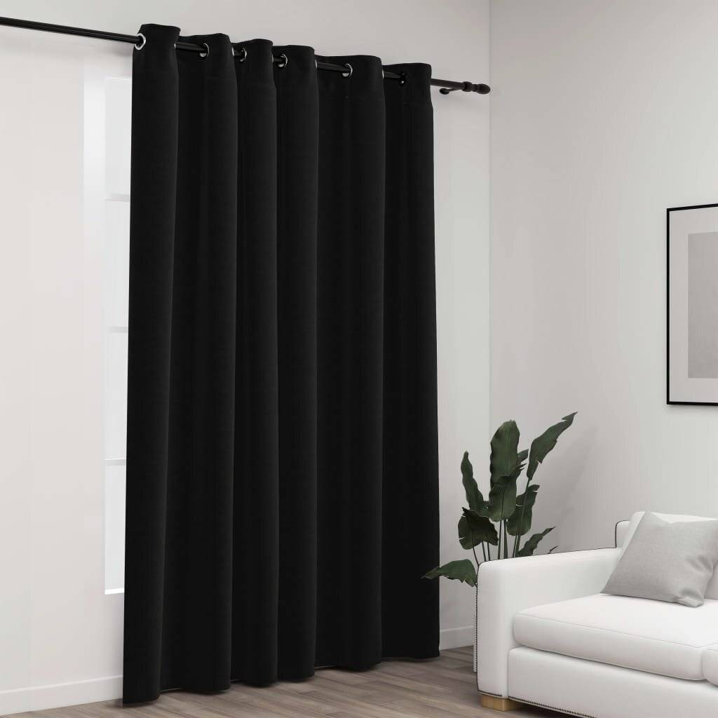 Verdunkelungsvorhänge mit Ösen Leinenoptik Anthrazit 290x245 cm