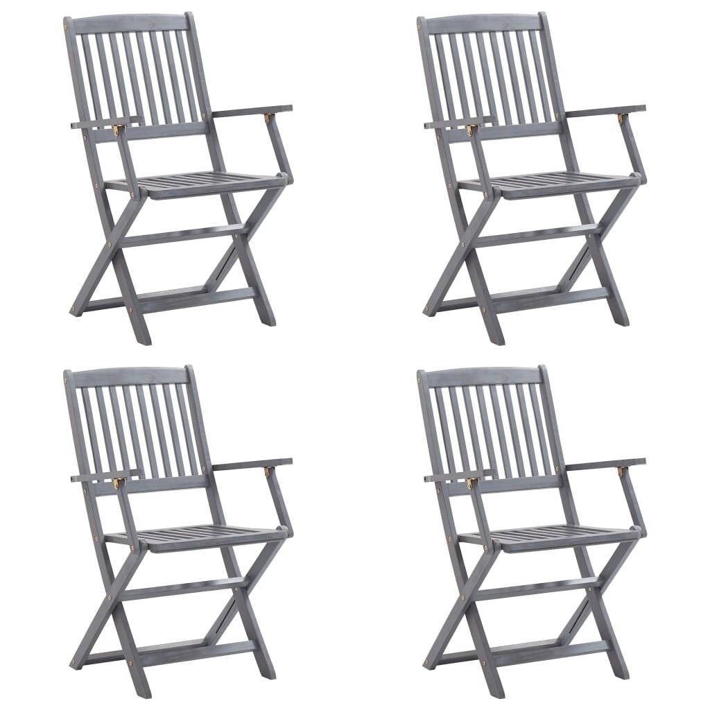 Klappbare Gartenstühle 4 Stk. mit Sitzkissen Massivholz Akazie