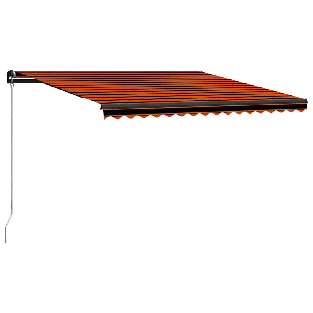 Einziehbare Markise Handbetrieben LED 450x300cm Orange Braun