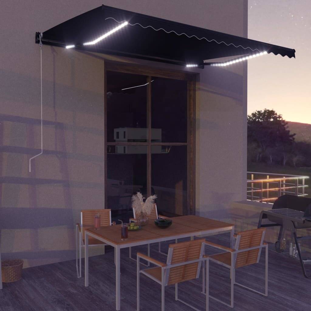 Einziehbare Markise mit LED Handbetrieben 450x300 cm Anthrazit