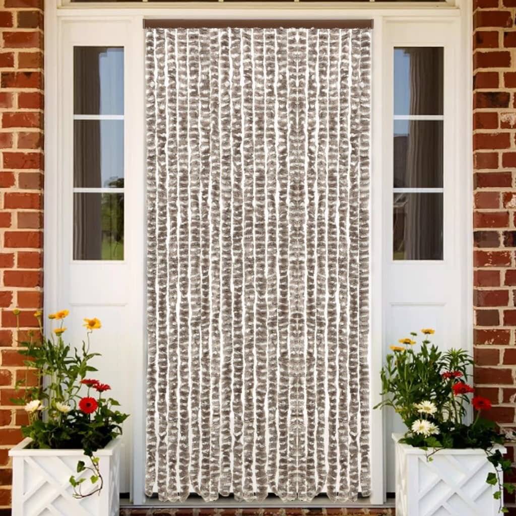 Insektenschutz-Vorhang Taupe und Weiß 56x185 cm Chenille