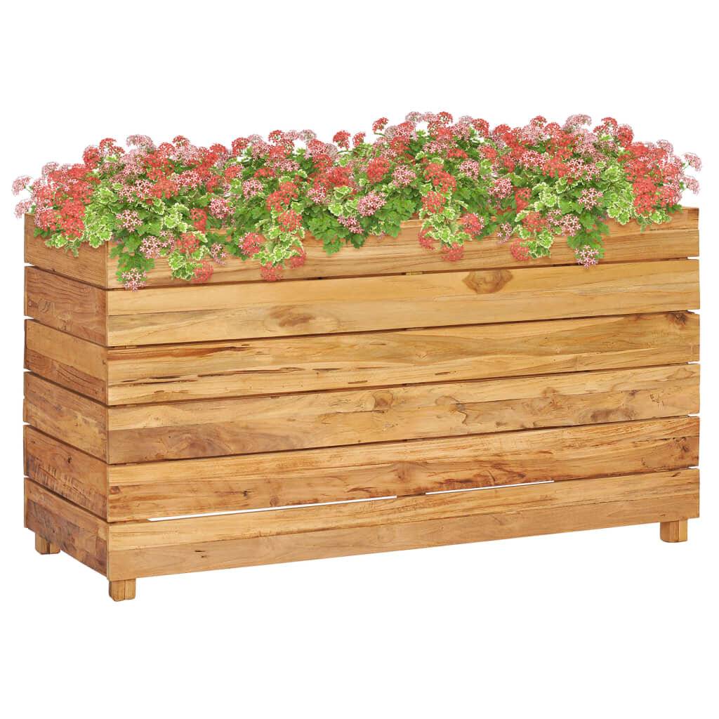 Hochbeet 100x40x55 cm Teak Altholz und Stahl