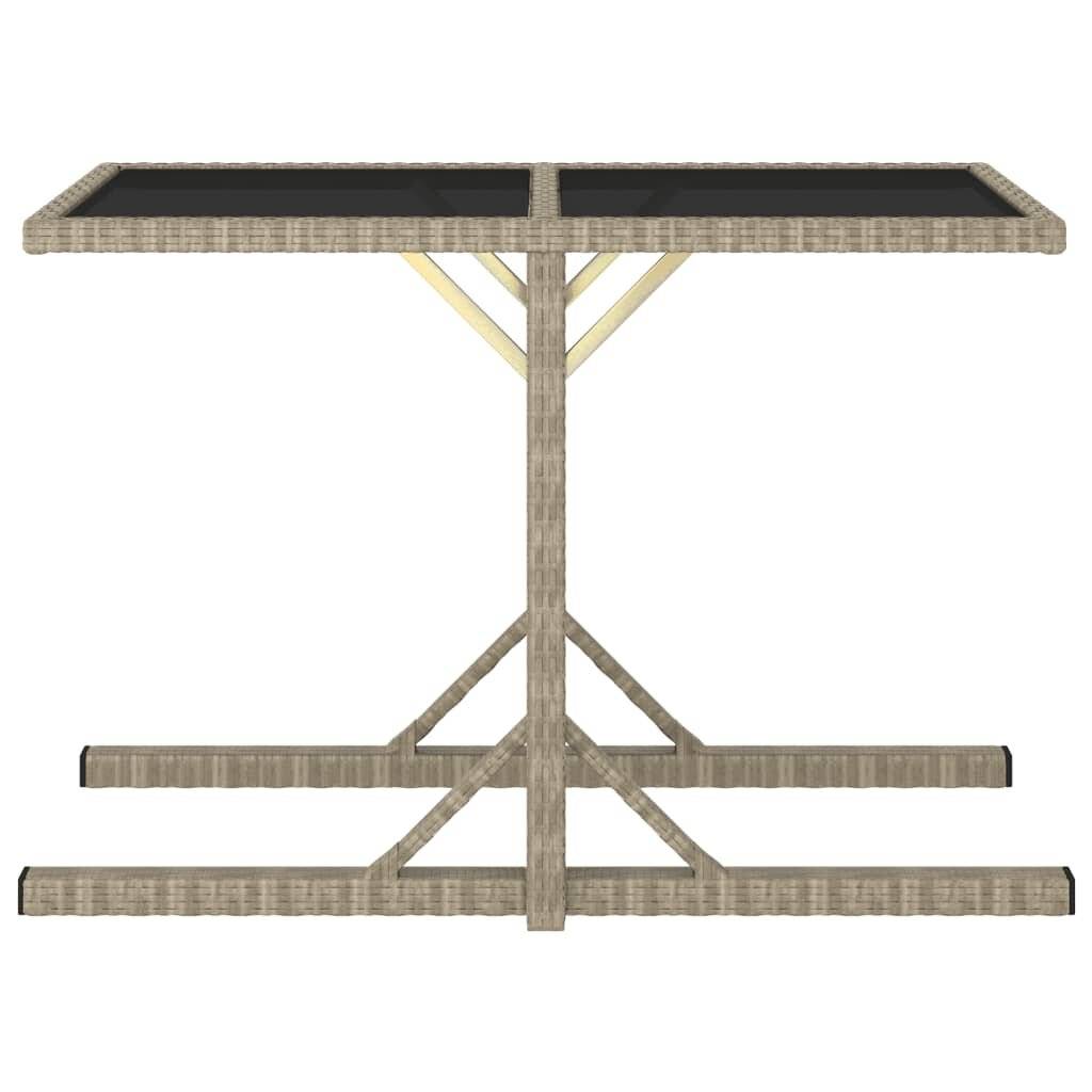 Gartentisch Beige 110×53×72 cm Glas und Poly Rattan