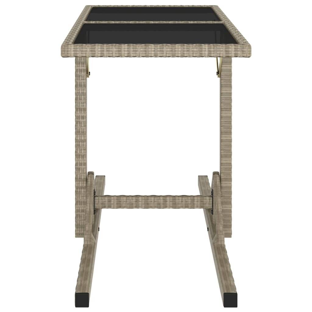 Gartentisch Beige 110×53×72 cm Glas und Poly Rattan