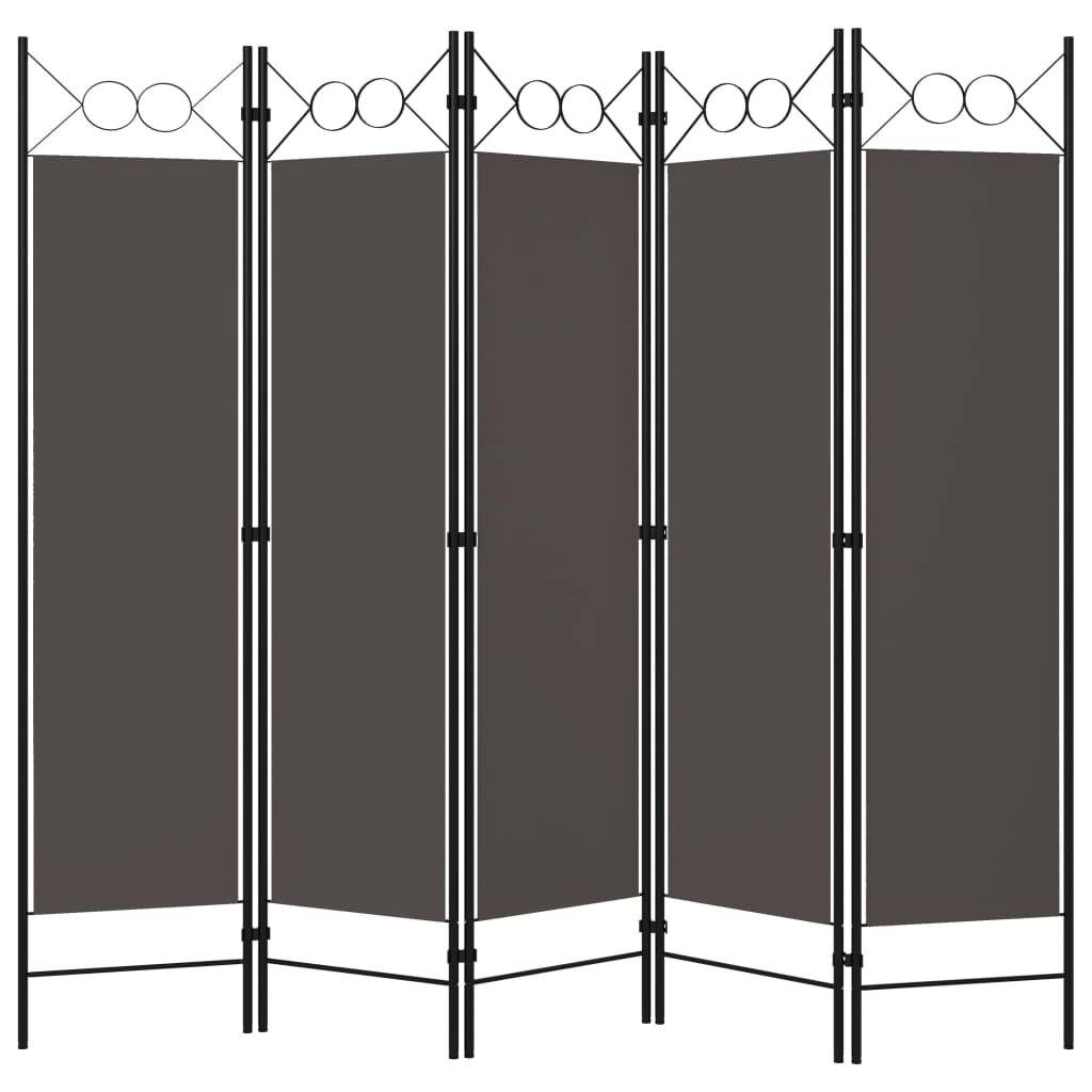 5-tlg. Raumteiler Anthrazit 200 x 180 cm