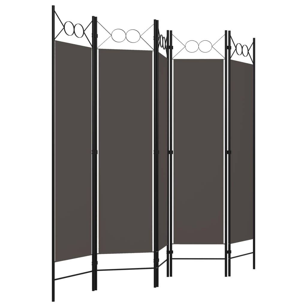 5-tlg. Raumteiler Anthrazit 200 x 180 cm