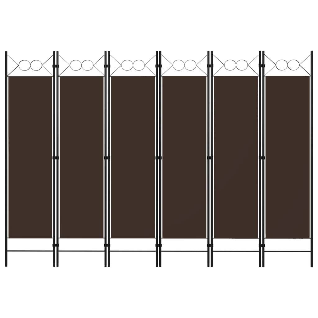 6-tlg. Raumteiler Braun 240 x 180 cm