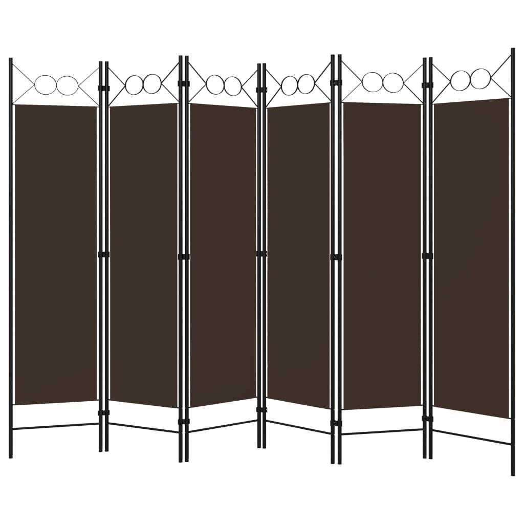 6-tlg. Raumteiler Braun 240 x 180 cm