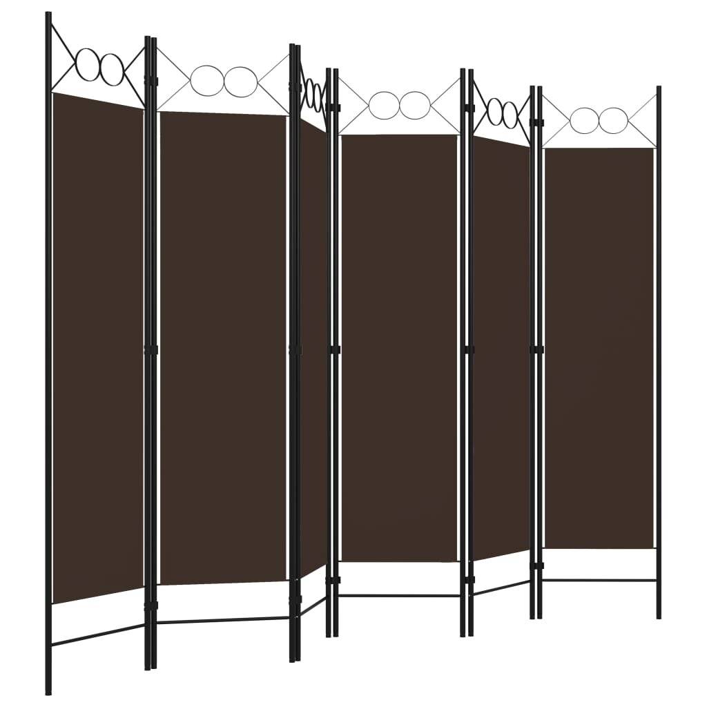 6-tlg. Raumteiler Braun 240 x 180 cm