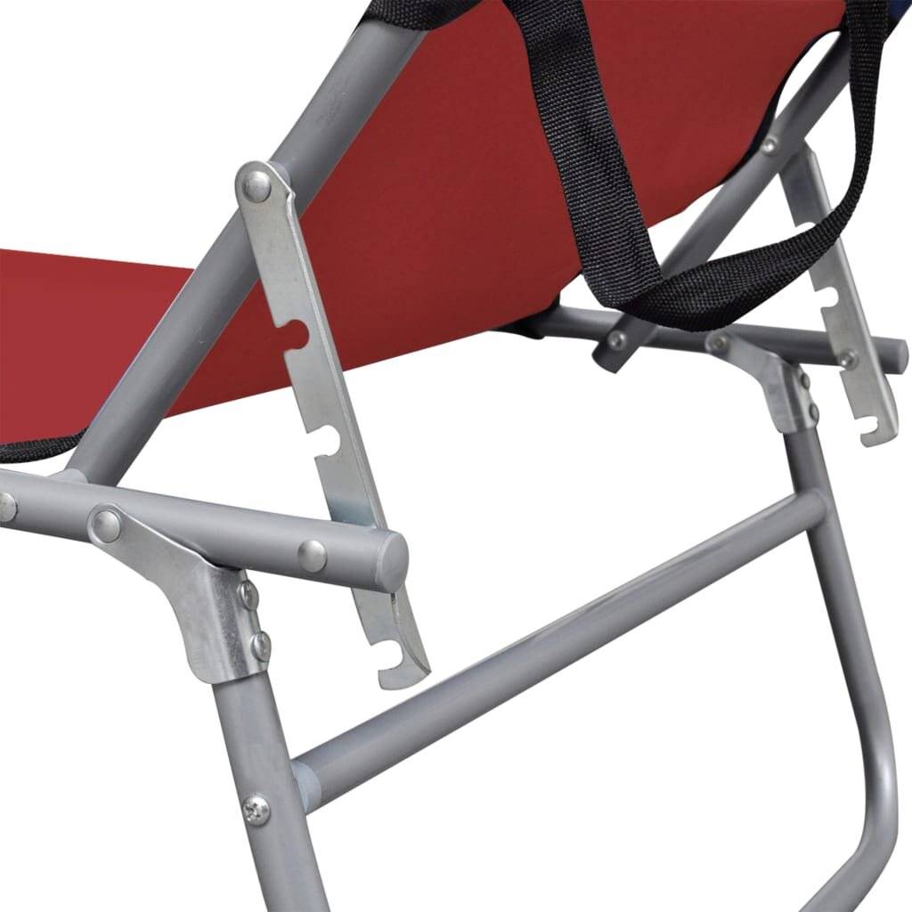 Klappliege mit Sonnenschutz Rot Aluminium